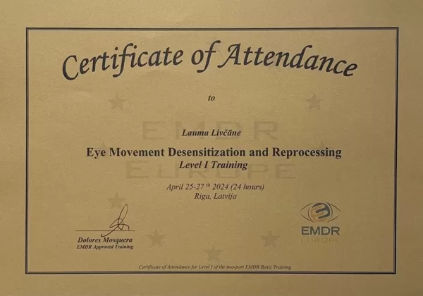 EMDR apmācību sertifikāts